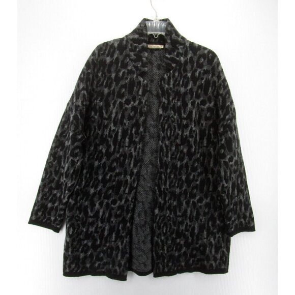 Chiaramente Sweater Medium Wool Open Tunic Cardigan Animal Print - Picture 1 of 11